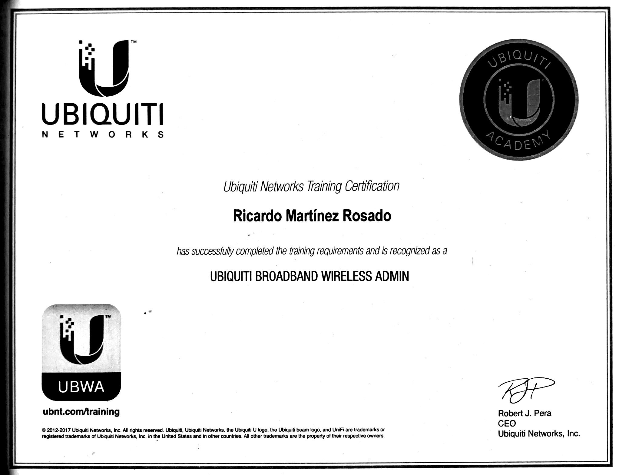 Certificado Ubiquiti